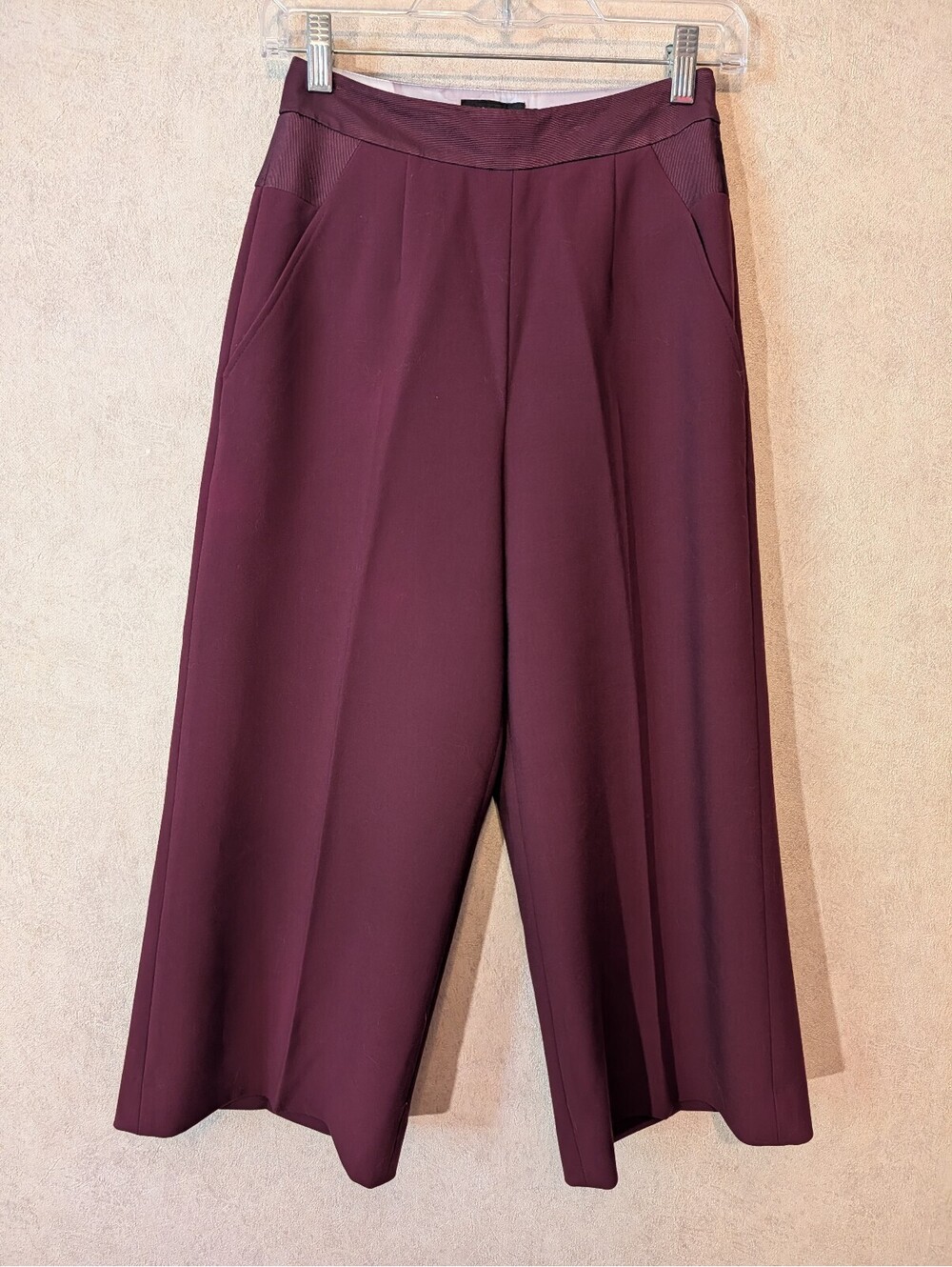 TED BAKER burgundy Oderat wide leg culottes sz 2